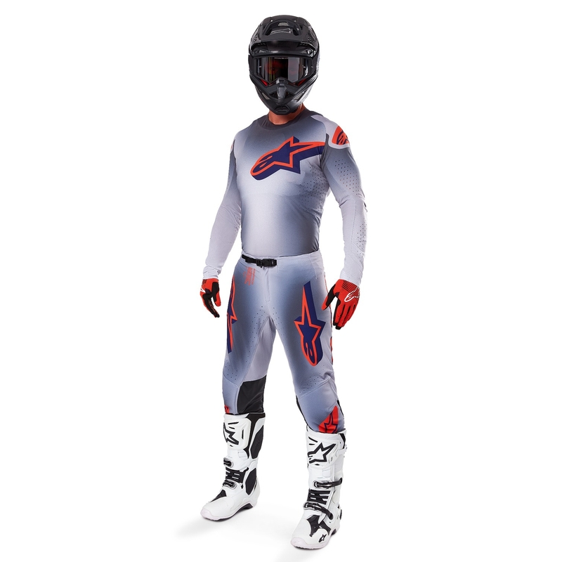 Motokros majica Alpinestars Supertech Lipan sivo-fluo oranžna