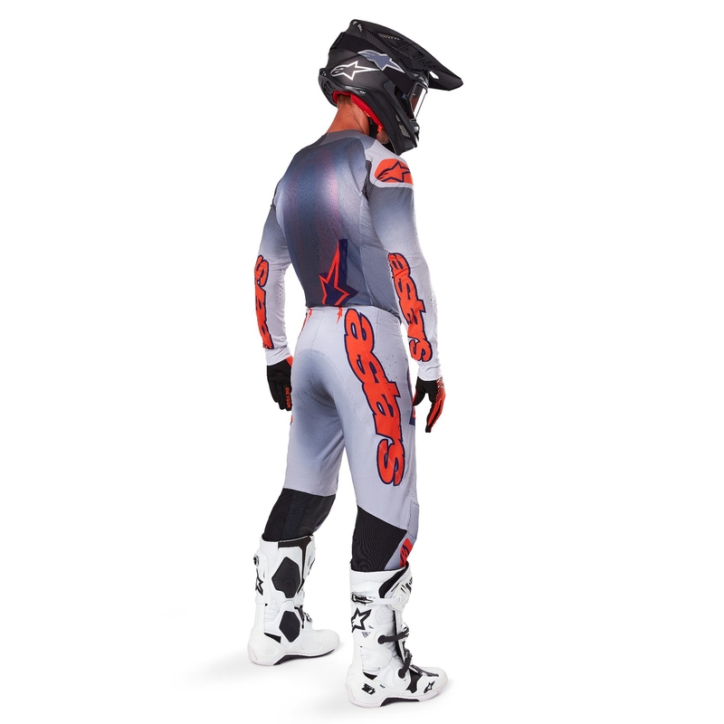 Motokros majica Alpinestars Supertech Lipan sivo-fluo oranžna