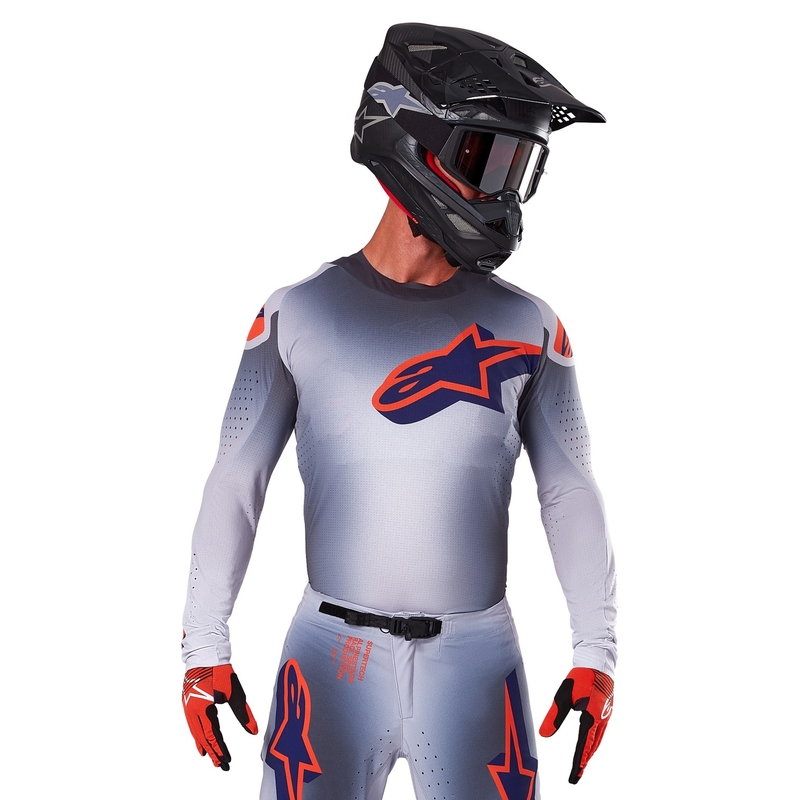 Motokros majica Alpinestars Supertech Lipan sivo-fluo oranžna