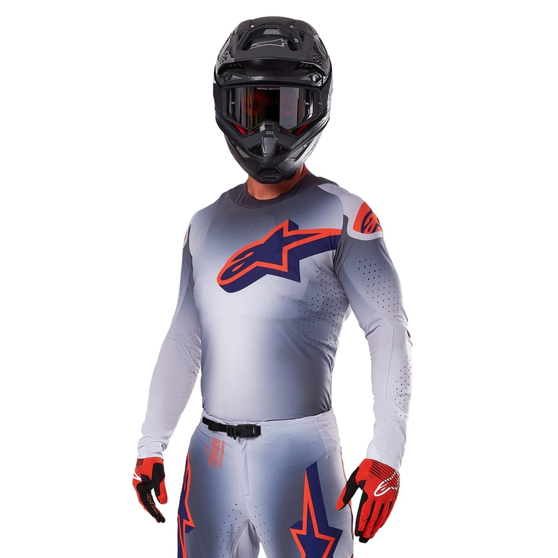 Motokros majica Alpinestars Supertech Lipan sivo-fluo oranžna