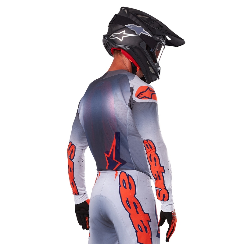 Motokros majica Alpinestars Supertech Lipan sivo-fluo oranžna