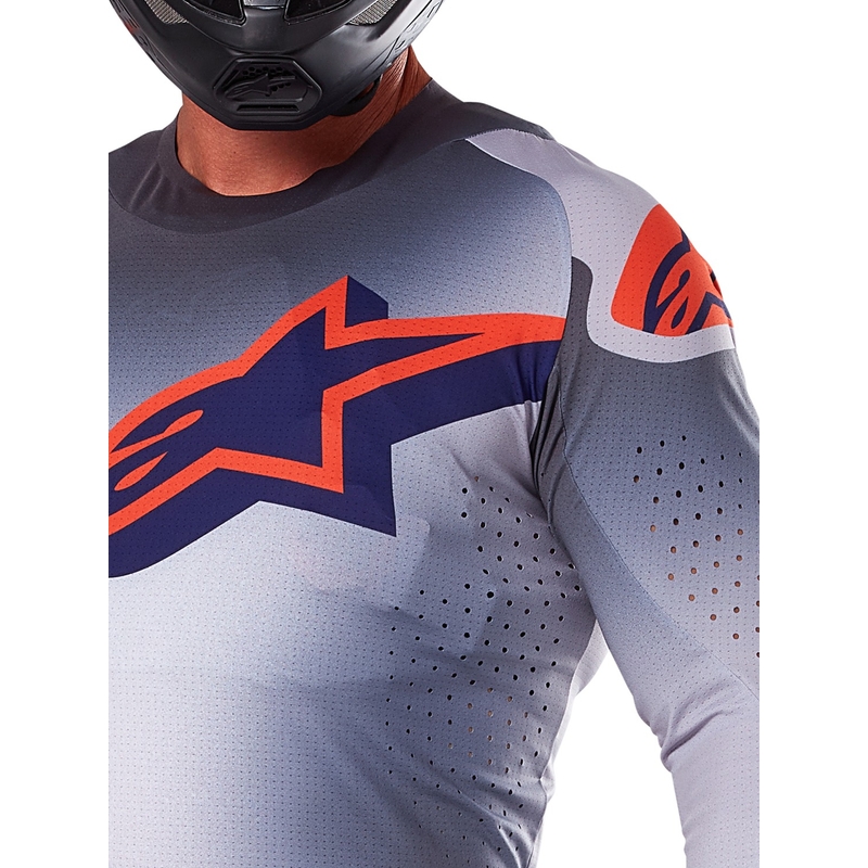 Motokros majica Alpinestars Supertech Lipan sivo-fluo oranžna