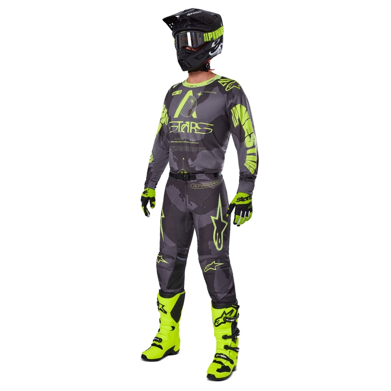 Motokros majica Alpinestars Racer Hollow temno kamuflažno-fluo rumena