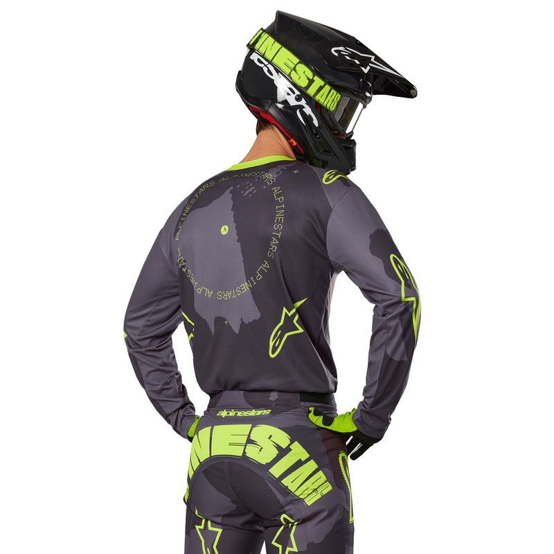 Motokros majica Alpinestars Racer Hollow temno kamuflažno-fluo rumena