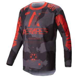 Motokros majica Alpinestars Racer Hollow siva camo-fluo oranžna