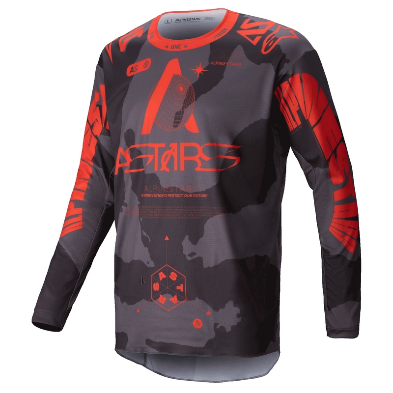 Motokros majica Alpinestars Racer Hollow siva camo-fluo oranžna
