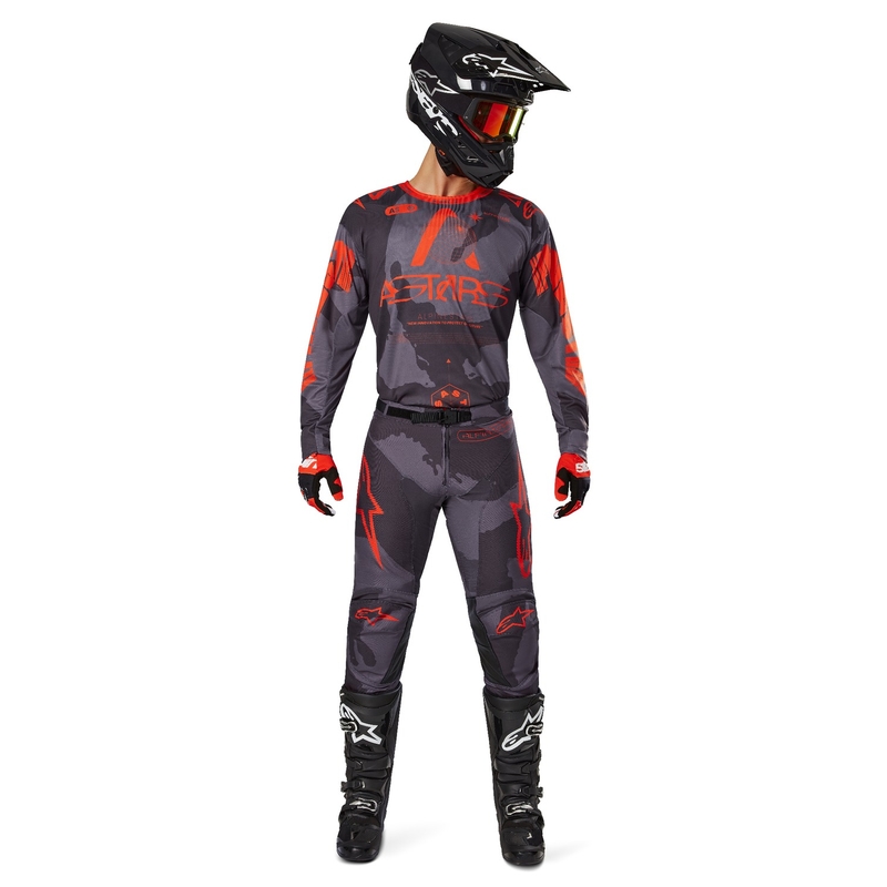 Motokros majica Alpinestars Racer Hollow siva camo-fluo oranžna