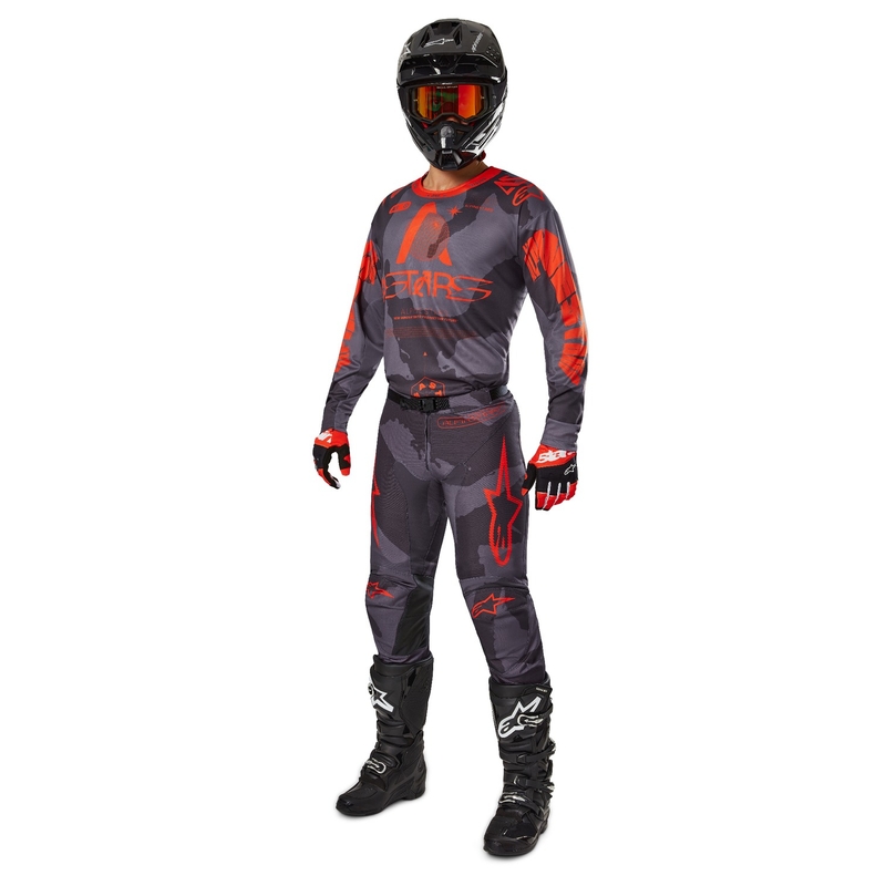 Motokros majica Alpinestars Racer Hollow siva camo-fluo oranžna