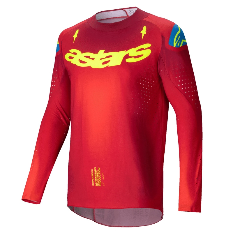 Alpinestars Supertech Maker motokros majica rdeče-fluo rumena
