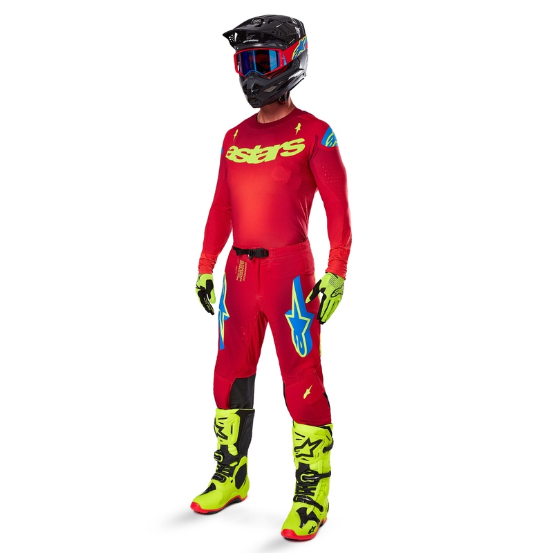 Alpinestars Supertech Maker motokros hlače rdeče-fluo rumene