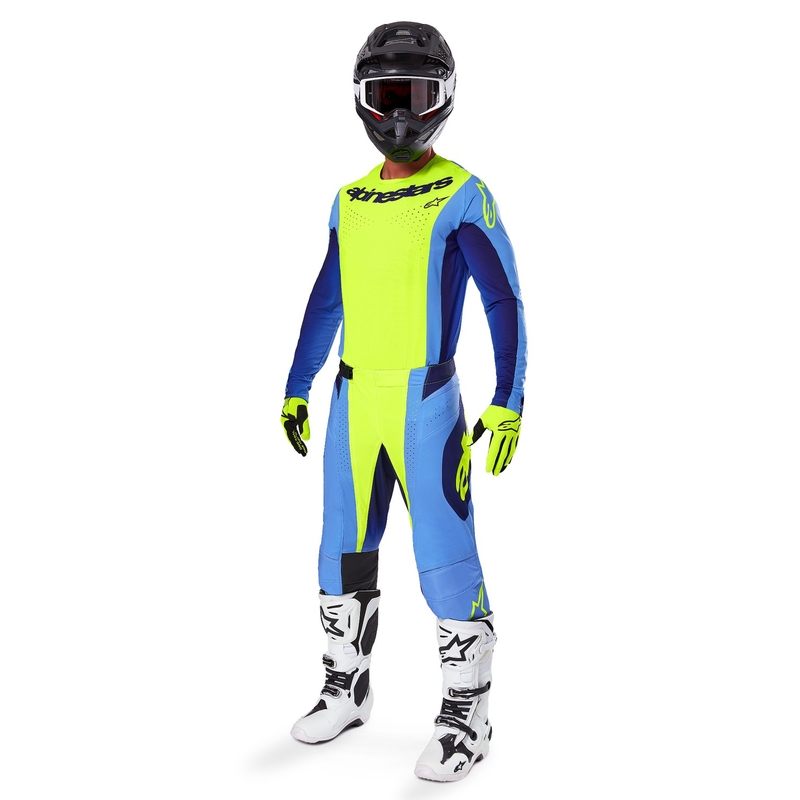 Motokros hlače Alpinestars Techstar Melt fluo rumeno-modre