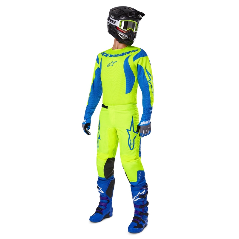 Motokros hlače Alpinestars Fluid Haul fluo rumeno-modre