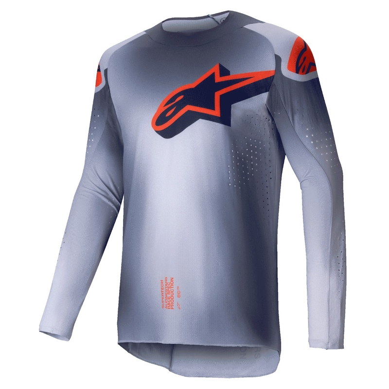 Motokros majica Alpinestars Supertech Lipan sivo-fluo oranžna