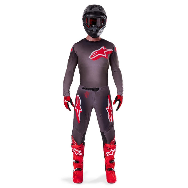 Motokros hlače Alpinestars Supertech Lipan dimljeno rdeče