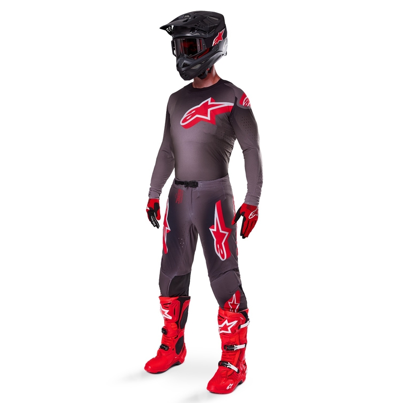 Motokros hlače Alpinestars Supertech Lipan dimljeno rdeče
