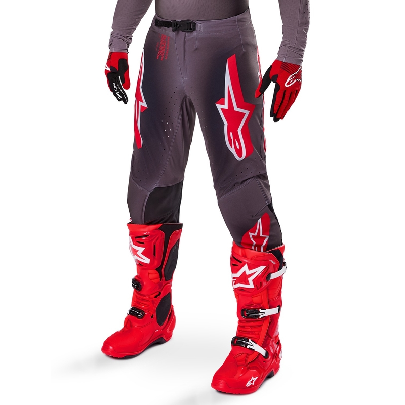 Motokros hlače Alpinestars Supertech Lipan dimljeno rdeče