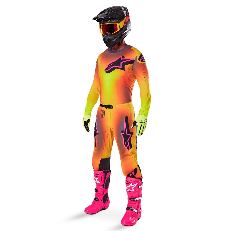 Motokros hlače Alpinestars Supertech Lipan rumeno-roza