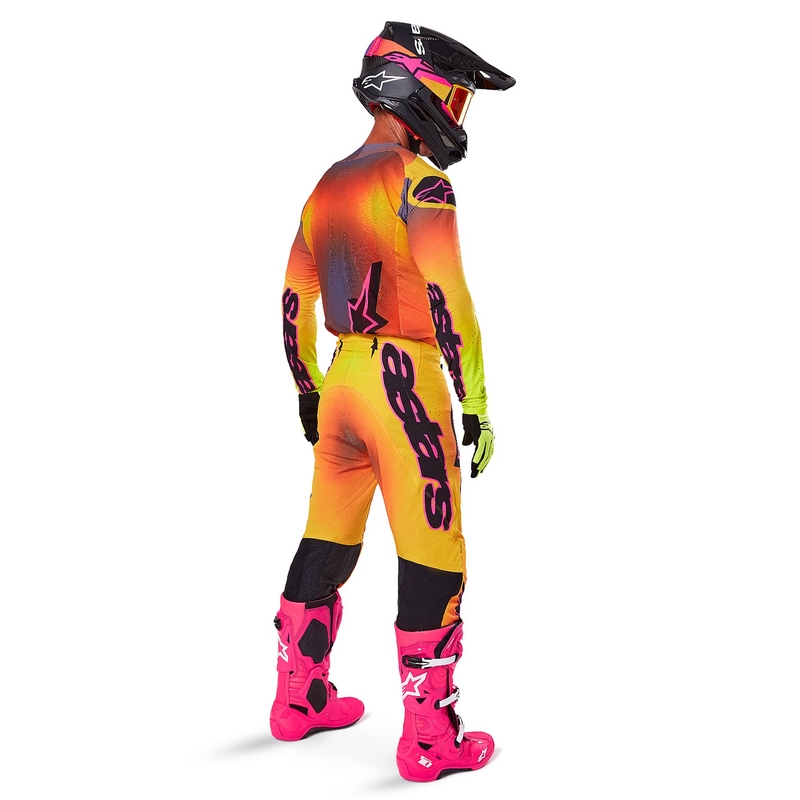 Motokros hlače Alpinestars Supertech Lipan rumeno-roza