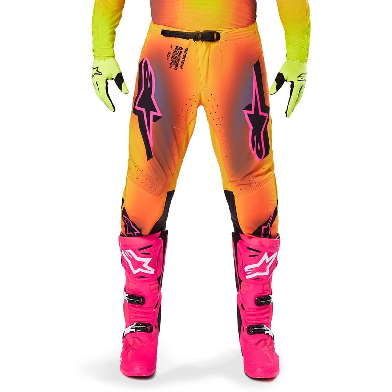 Motokros hlače Alpinestars Supertech Lipan rumeno-roza