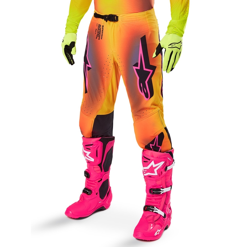 Motokros hlače Alpinestars Supertech Lipan rumeno-roza