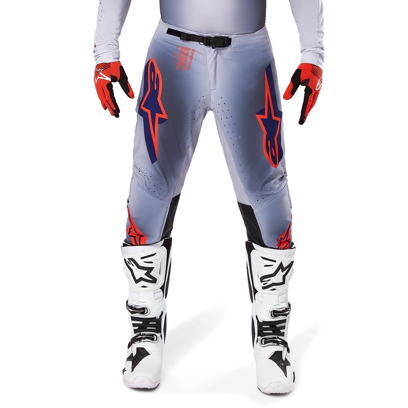 Motokros hlače Alpinestars Supertech Lipan sivo-fluo oranžne