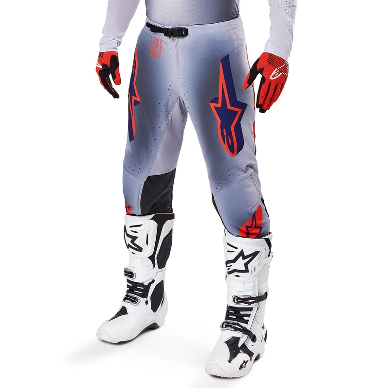 Motokros hlače Alpinestars Supertech Lipan sivo-fluo oranžne