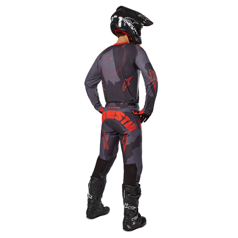 Motokros hlače Alpinestars Racer Hollow sive camo-fluo oranžne