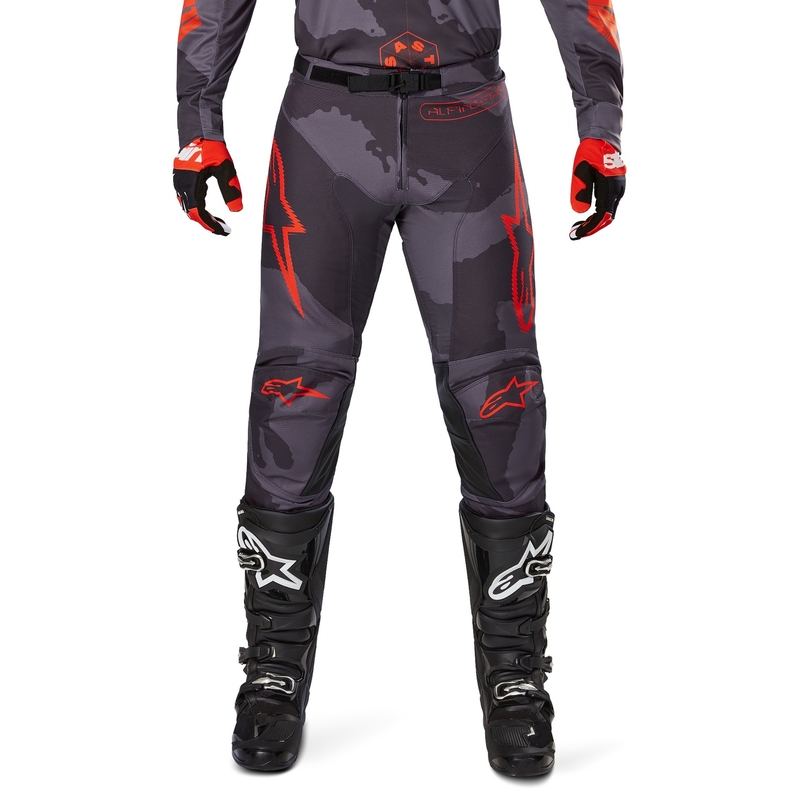 Motokros hlače Alpinestars Racer Hollow sive camo-fluo oranžne