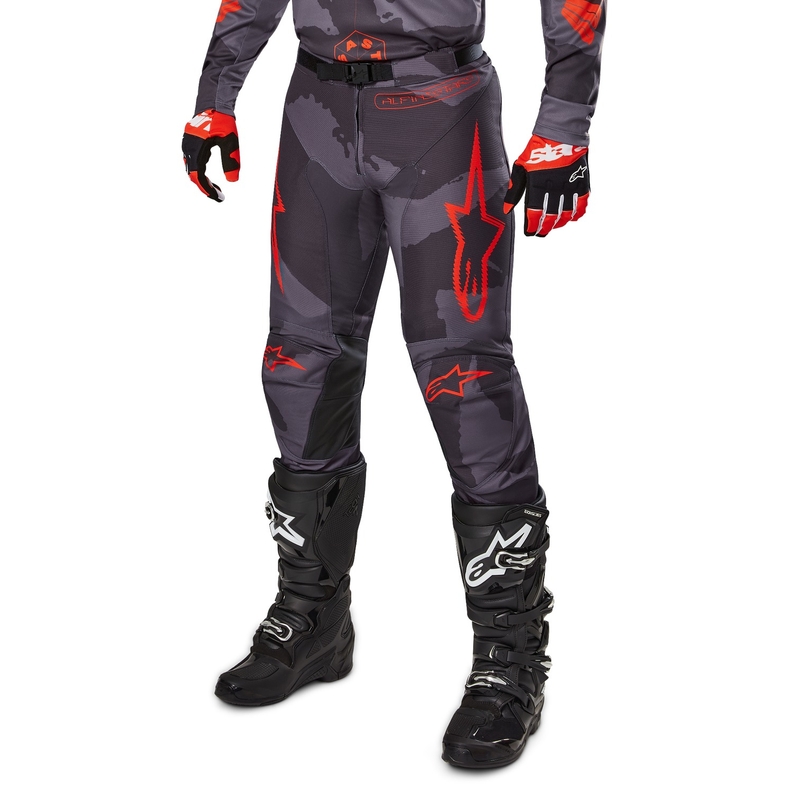 Motokros hlače Alpinestars Racer Hollow sive camo-fluo oranžne