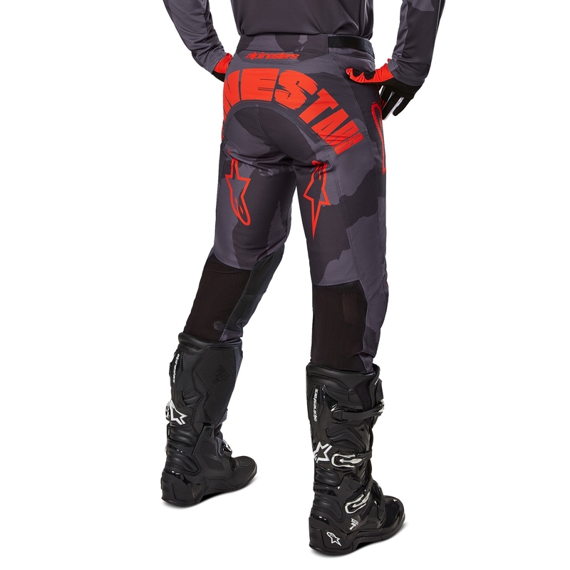 Motokros hlače Alpinestars Racer Hollow sive camo-fluo oranžne