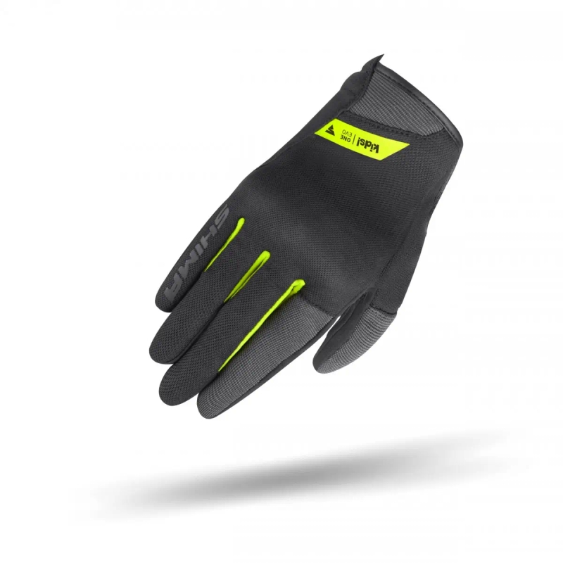 Otroške motoristične rokavice Shima One EVO črno-fluo rumene