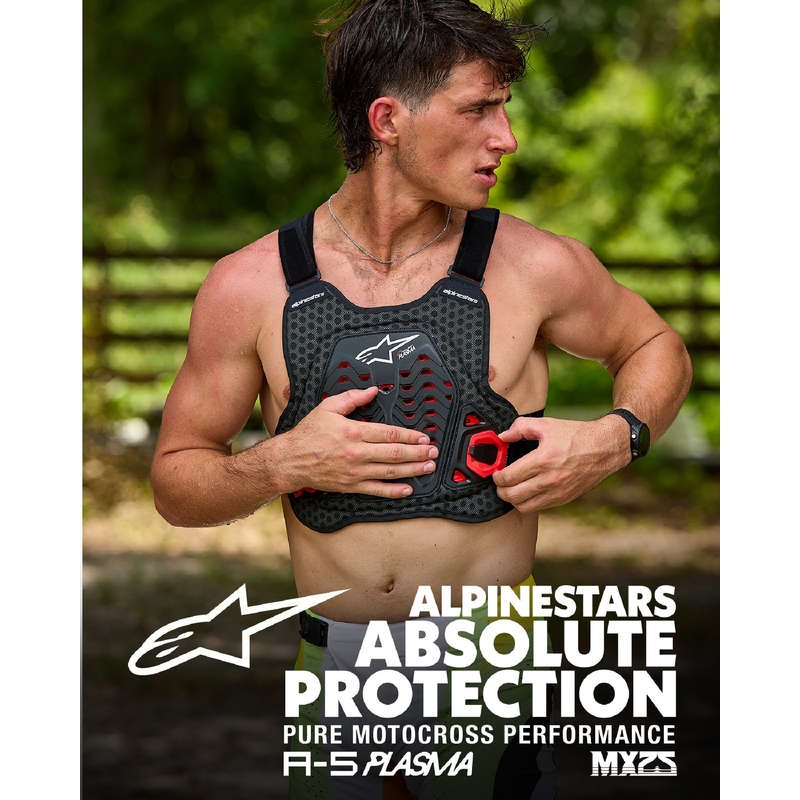 Alpinestars A-5 Plasma prsni ščitnik črno-rdeče-bele barve