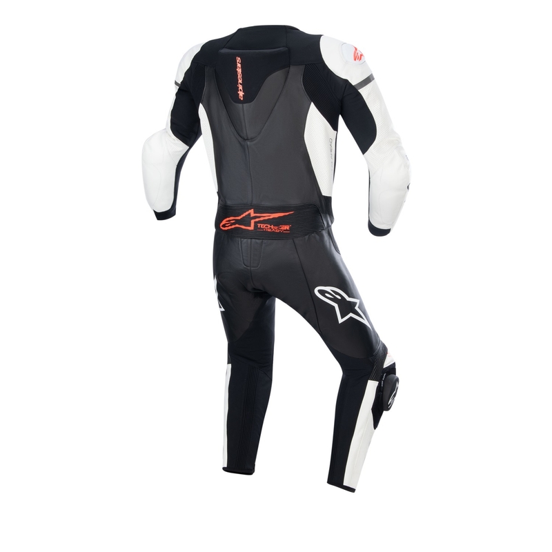 Alpinestars GP Force Lurv usnjena dvodelna obleka bela-črna-fluo rdeča