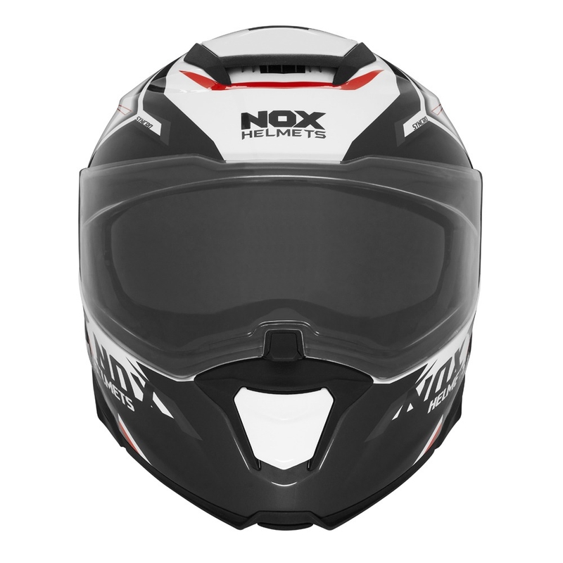Motoristična čelada na preklop NOX N967 Synchro belo-črno-rdeča