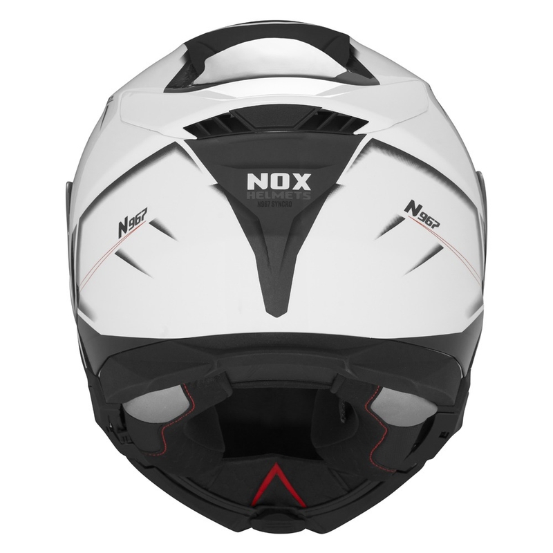 Motoristična čelada na preklop NOX N967 Synchro belo-črno-rdeča