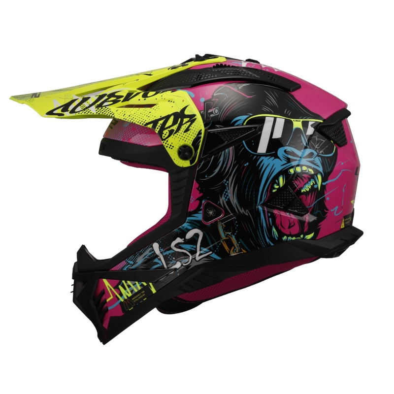Motokros čelada LS2 MX708 Fast II Gorilla vijolično-rumena