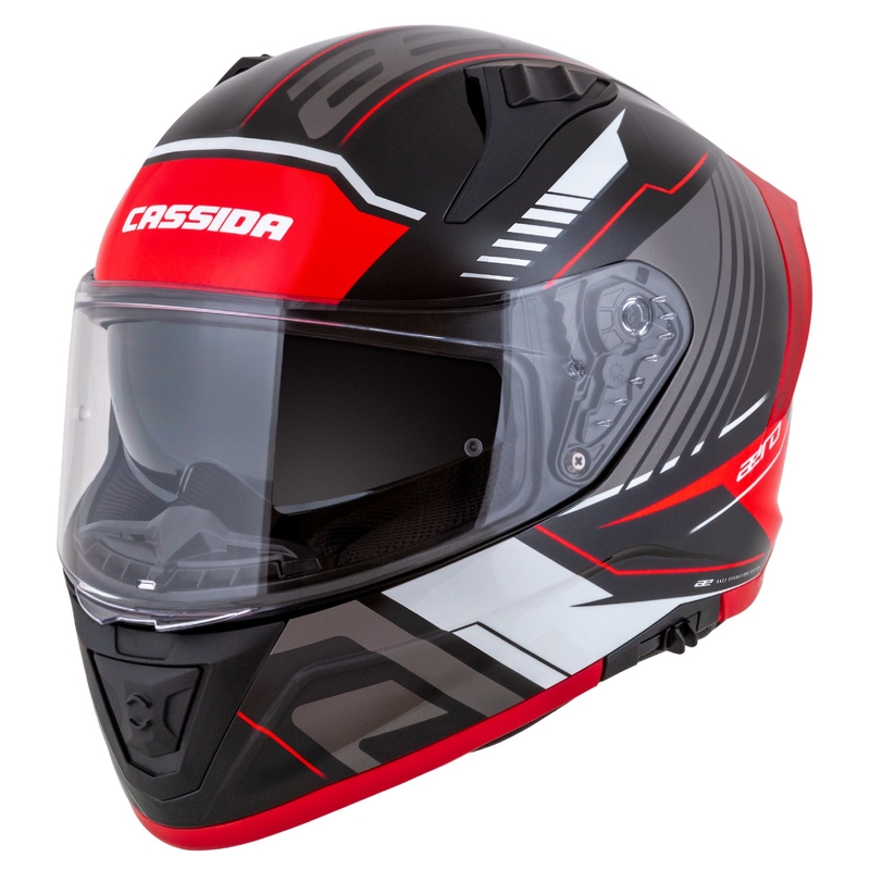 Motoristična čelada Cassida Aero Drome integral črno-rdeče-belo-siva