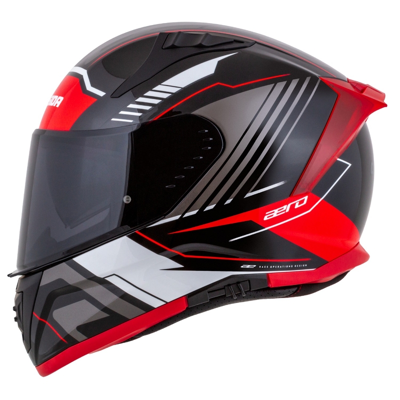 Motoristična čelada Cassida Aero Drome integral črno-rdeče-belo-siva