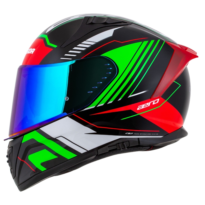 Motoristična čelada Cassida Aero Drome integral črno-rdeča-zeleno-bela