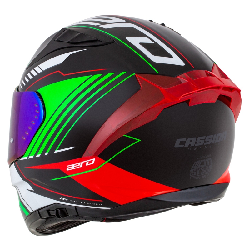 Motoristična čelada Cassida Aero Drome integral črno-rdeča-zeleno-bela
