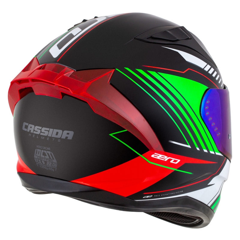 Motoristična čelada Cassida Aero Drome integral črno-rdeča-zeleno-bela