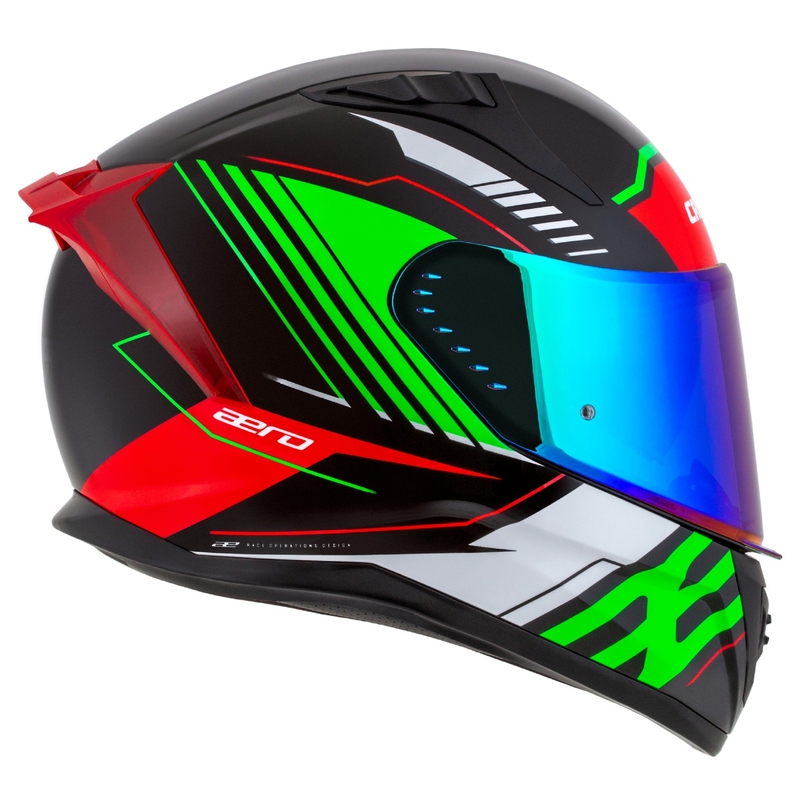 Motoristična čelada Cassida Aero Drome integral črno-rdeča-zeleno-bela
