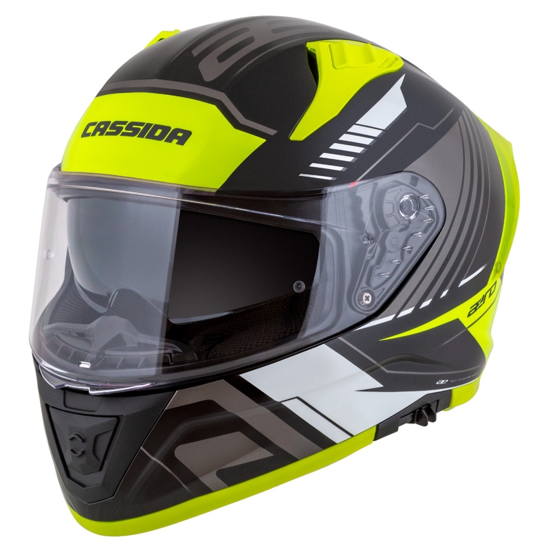 Cassida Aero Drome integralna motoristična čelada črno-fluo rumeno-belo-siva