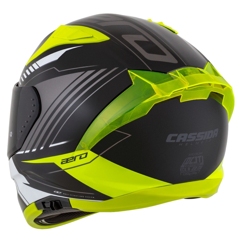 Cassida Aero Drome integralna motoristična čelada črno-fluo rumeno-belo-siva