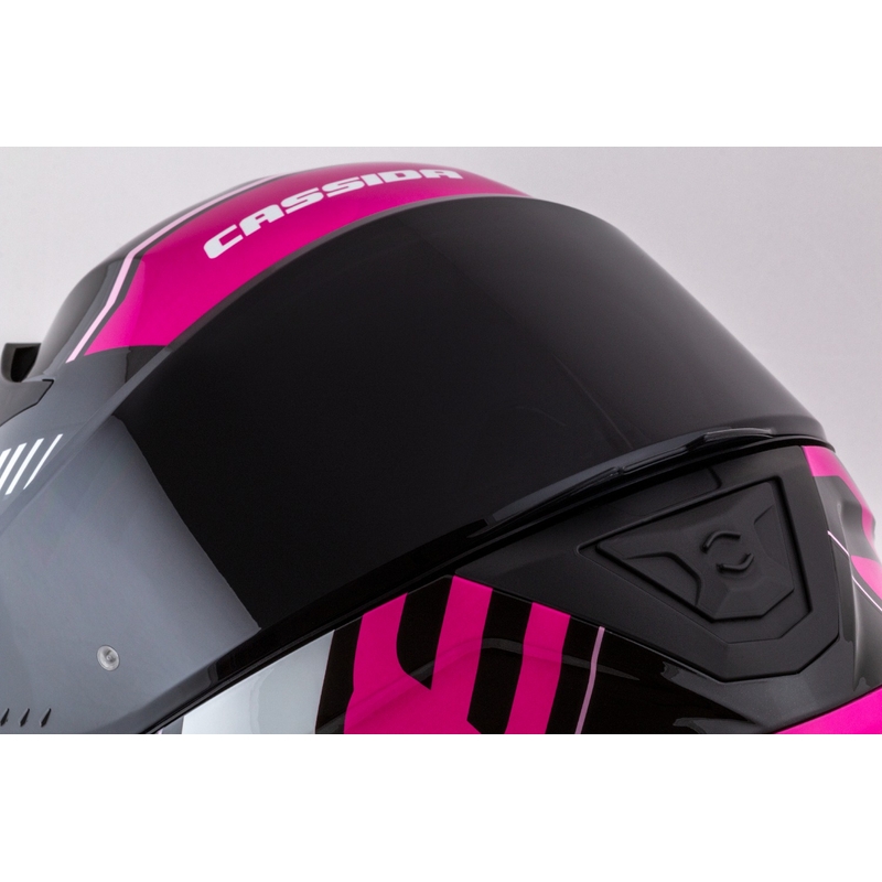 Črno-roza-bela integralna motoristična čelada Cassida Aero Drome