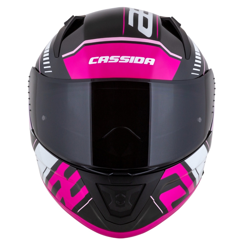 Črno-roza-bela integralna motoristična čelada Cassida Aero Drome