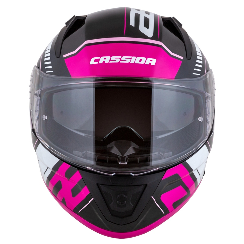 Črno-roza-bela integralna motoristična čelada Cassida Aero Drome