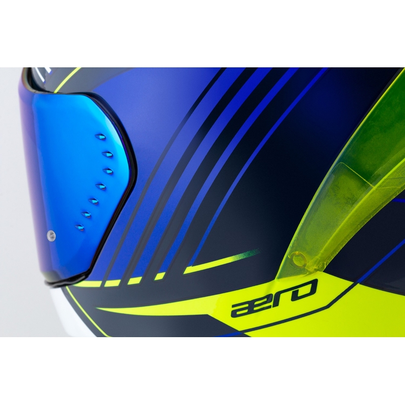 Integralna motoristična čelada Cassida Aero Drome modro-fluo rumeno-svetlo modro-bela