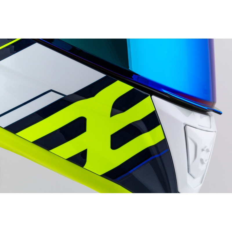 Integralna motoristična čelada Cassida Aero Drome modro-fluo rumeno-svetlo modro-bela