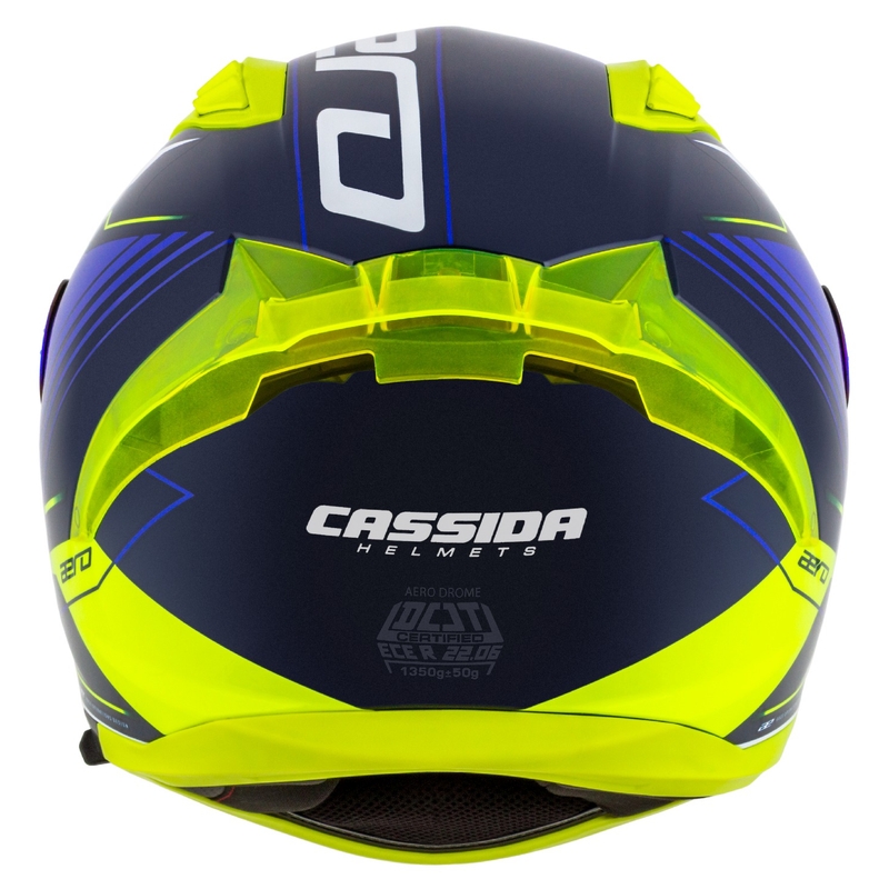 Integralna motoristična čelada Cassida Aero Drome modro-fluo rumeno-svetlo modro-bela